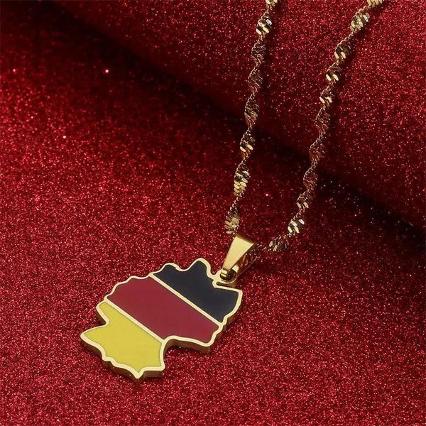 Germany Flag Map Necklace