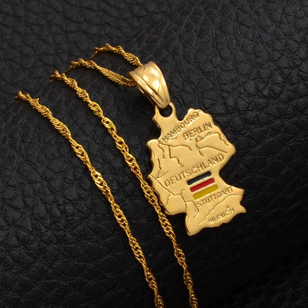 Germany Flag Map Necklace