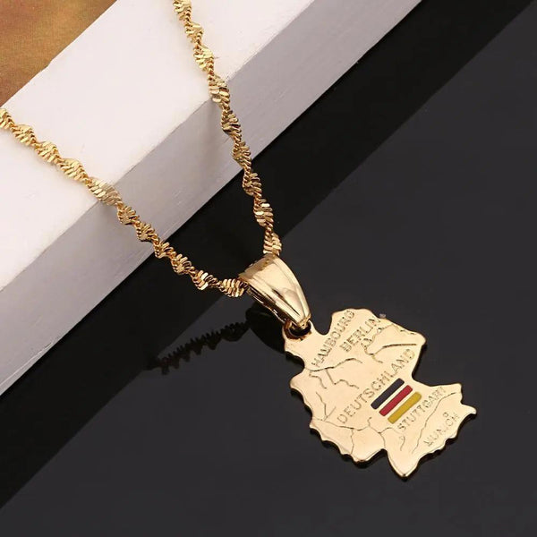 Germany Flag Map Necklace