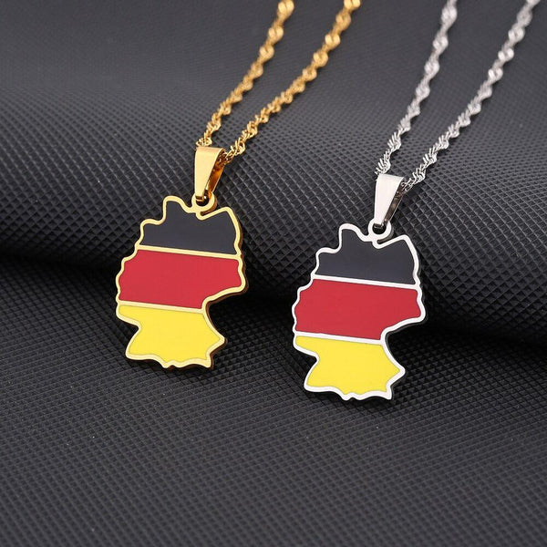 Germany Flag Map Necklace