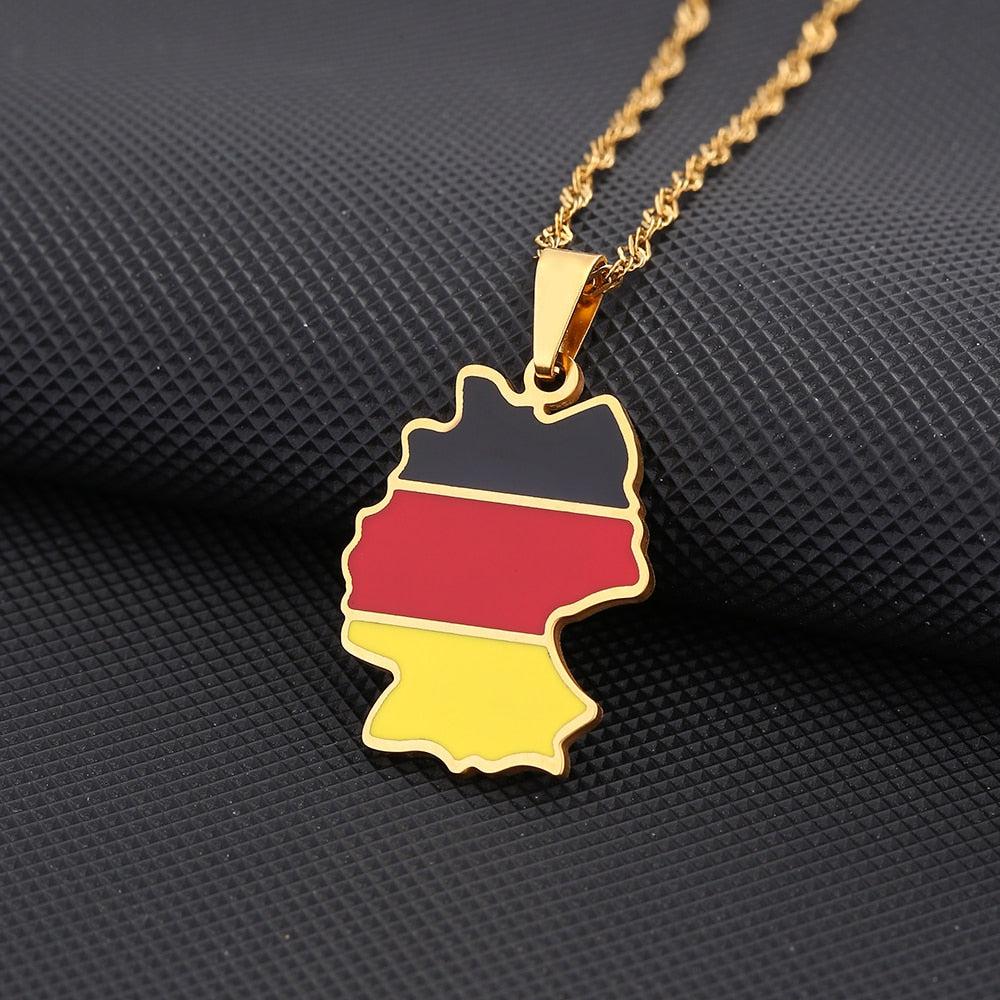 Germany Flag Map Necklace