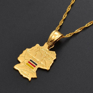 Germany Flag Map Necklace