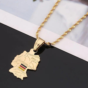 Germany Flag Map Necklace