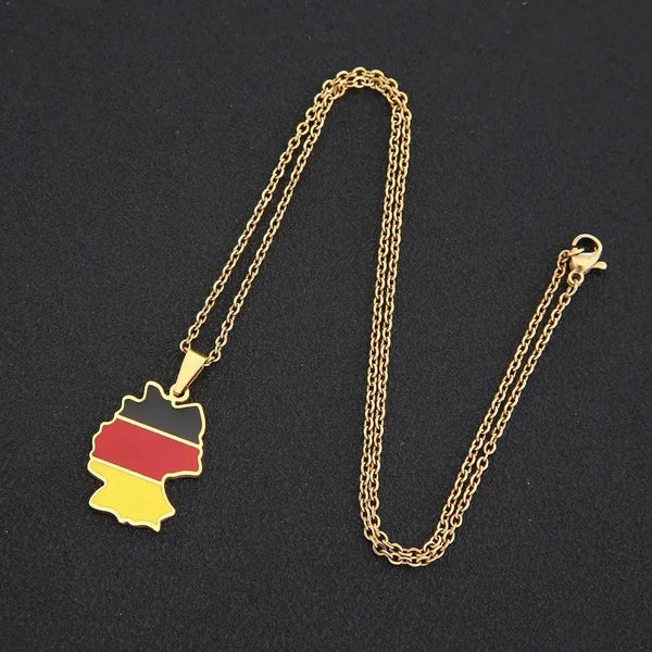 Germany Flag Map Necklace