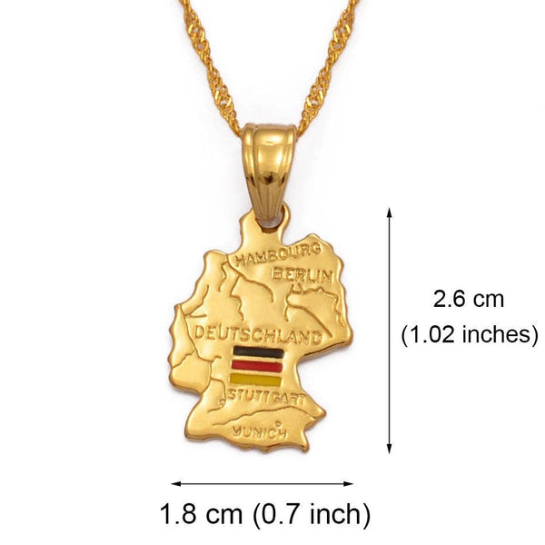 Germany Flag Map Necklace