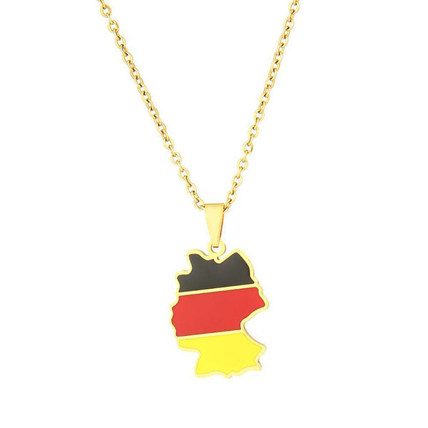 Germany Flag Map Necklace