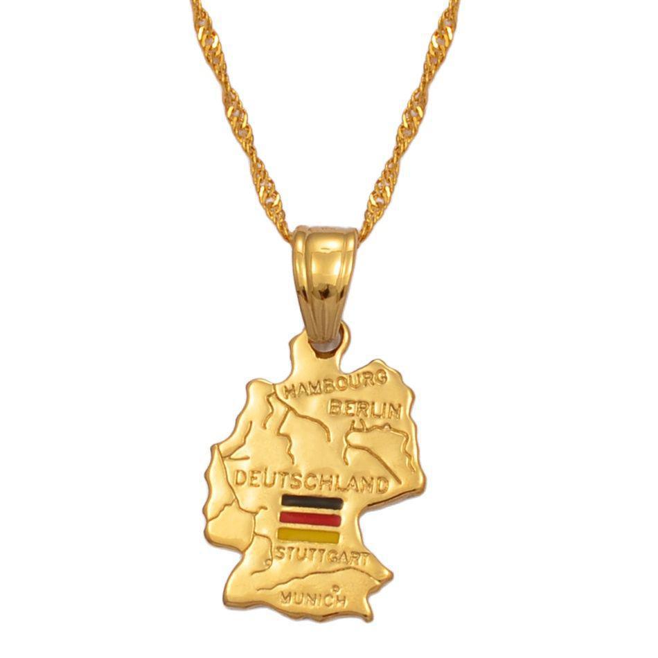 Germany Flag Map Necklace