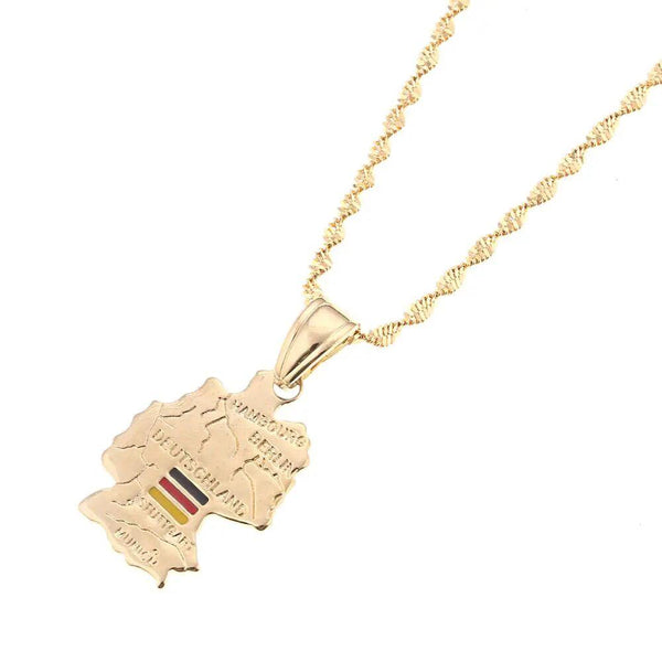 Germany Flag Map Necklace