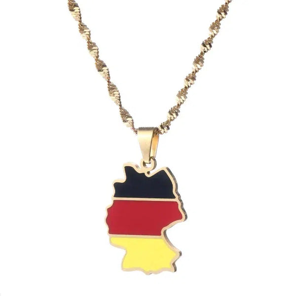 Germany Flag Map Necklace