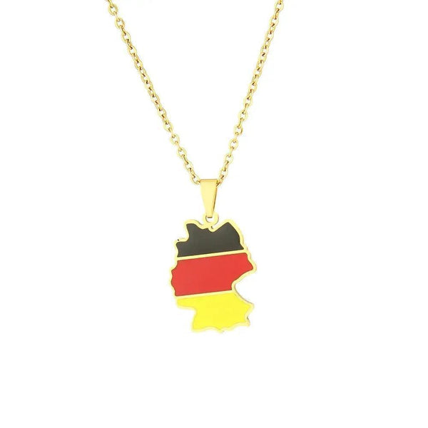 Germany Flag Map Necklace