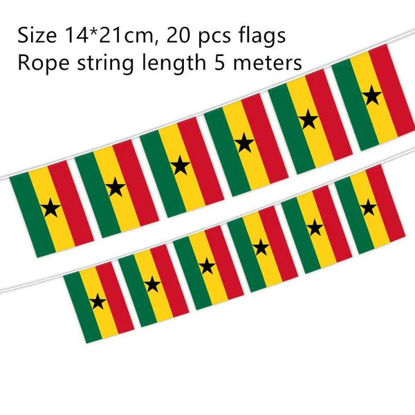 Ghana Flag Bunting Banner - 20Pcs