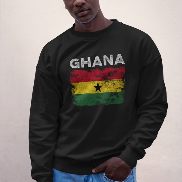 Ghana Flag Distressed - Ghanaian Flag Sweatshirt