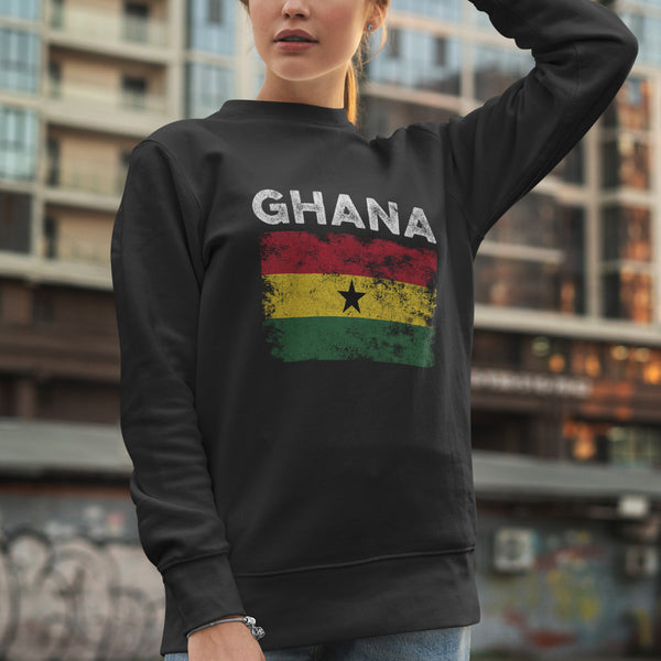 Ghana Flag Distressed - Ghanaian Flag Sweatshirt