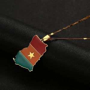 Ghana Flag Map Necklace