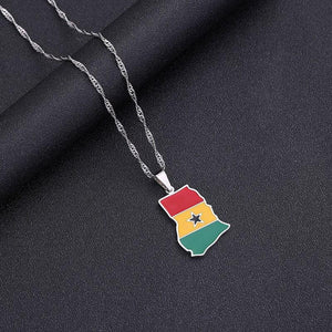 Ghana Flag Map Necklace