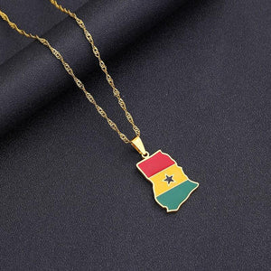 Ghana Flag Map Necklace