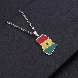 Ghana Flag Map Necklace