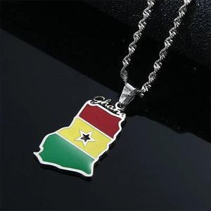 Ghana Flag Map Necklace