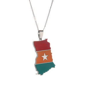 Ghana Flag Map Necklace