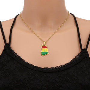 Ghana Flag Map Necklace