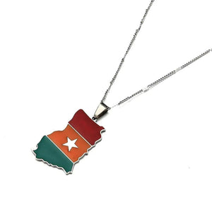 Ghana Flag Map Necklace