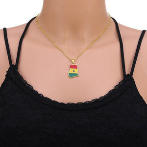 Ghana Flag Map Necklace