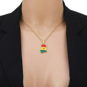 Ghana Flag Map Necklace