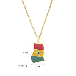 Ghana Flag Map Necklace