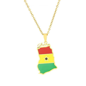 Ghana Flag Map Necklace