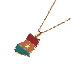 Ghana Flag Map Necklace