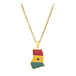 Ghana Flag Map Necklace