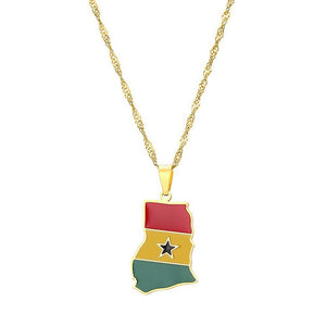 Ghana Flag Map Necklace