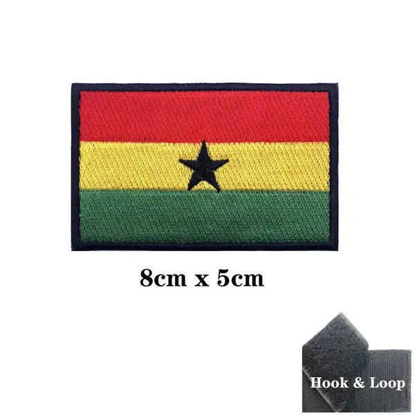 Ghana Flag Patch - Iron On/Hook & Loop Patch