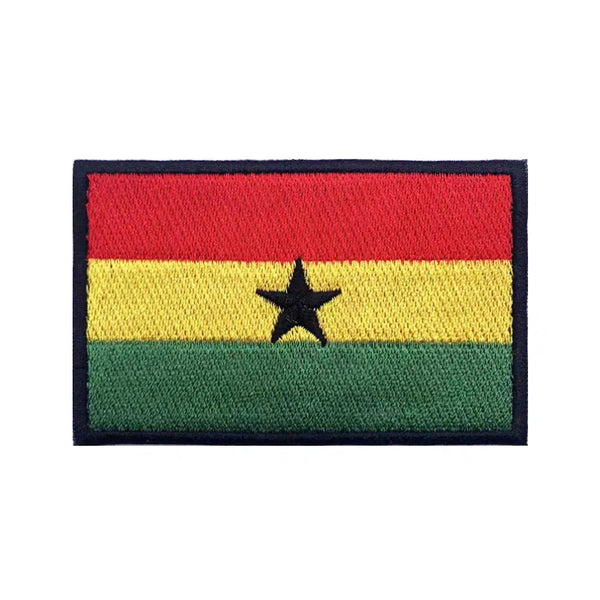 Ghana Flag Patch - Iron On/Hook & Loop Patch