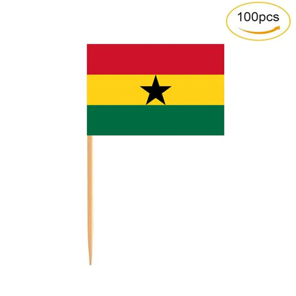 Ghana Flag Toothpicks - Cupcake Toppers (100Pcs)