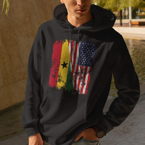 Ghana USA Flag - Half American Hoodie