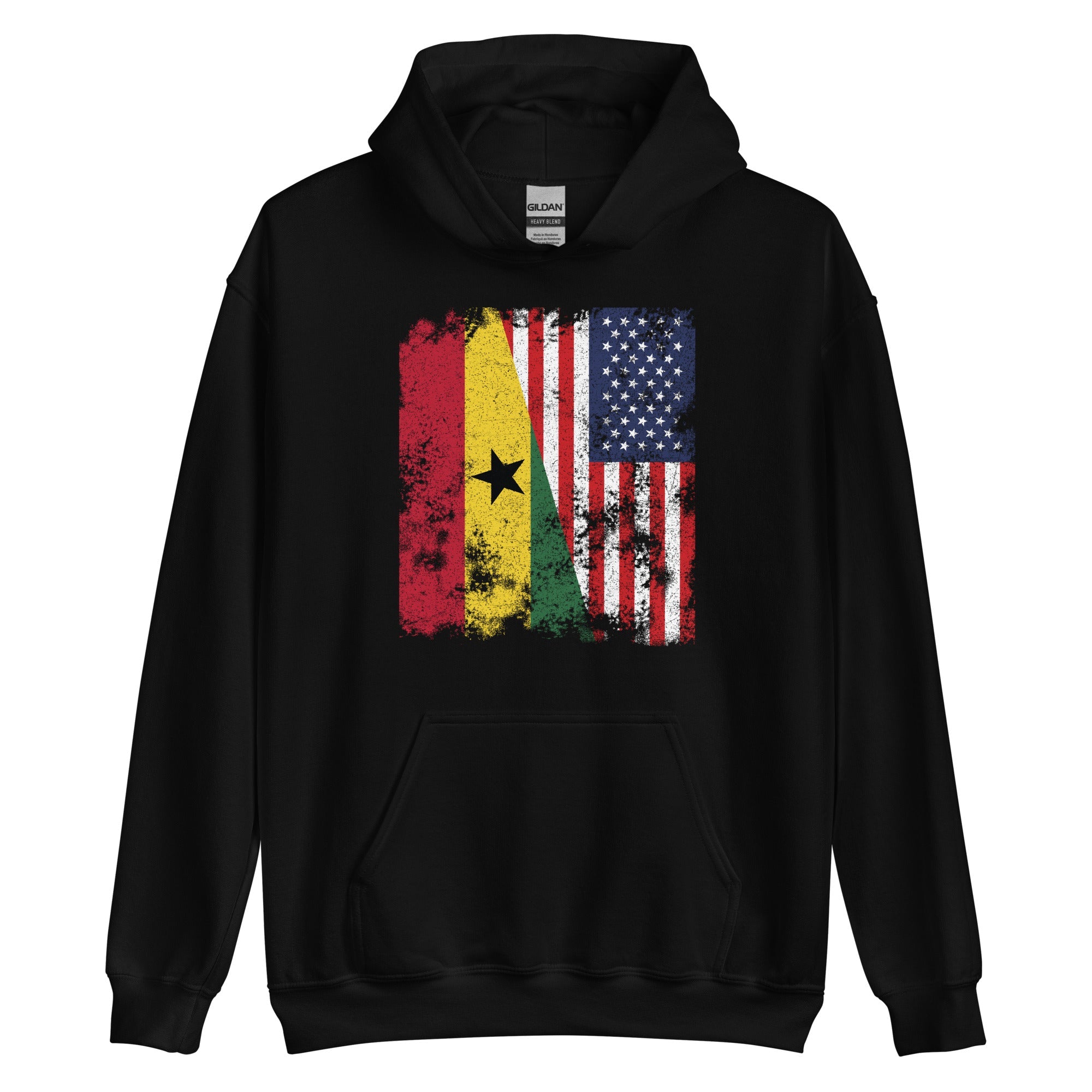 Ghana USA Flag - Half American Hoodie