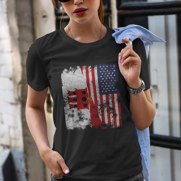 Gibraltar USA Flag - Half American T-Shirt