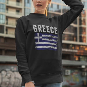 Greece Flag Distressed - Greek Flag Sweatshirt