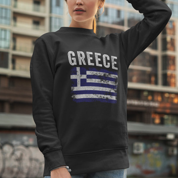Greece Flag Distressed - Greek Flag Sweatshirt
