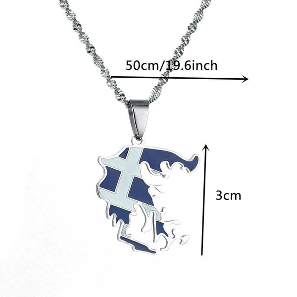 Greece Flag Map Necklace