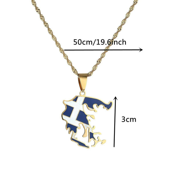 Greece Flag Map Necklace