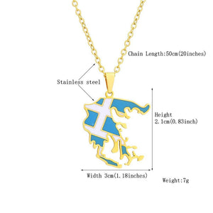 Greece Flag Map Necklace