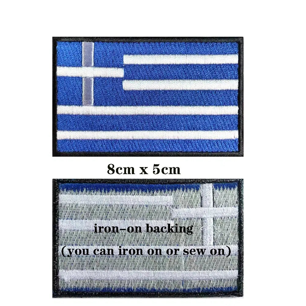 Greece Flag Patch - Iron On/Hook & Loop Patch