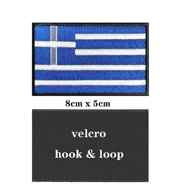 Greece Flag Patch - Iron On/Hook & Loop Patch