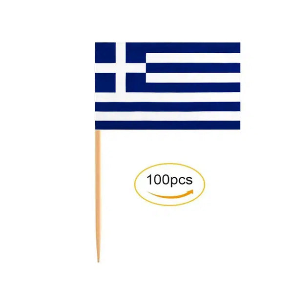 Greece Flag Toothpicks - Cupcake Toppers (100Pcs)