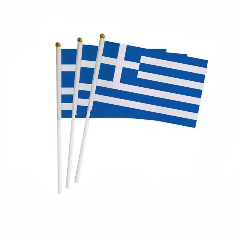 Greece Flag on Stick - Small Handheld Flag (50/100Pcs)