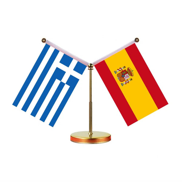 Greece Portugal Desk Flag - Custom Table Flags (Mini)