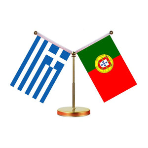 Greece Portugal Desk Flag - Custom Table Flags (Mini)