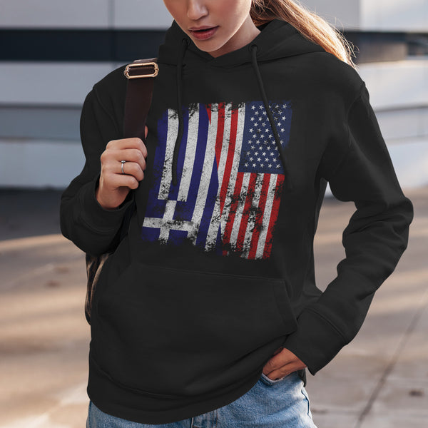 Greece USA Flag - Half American Hoodie